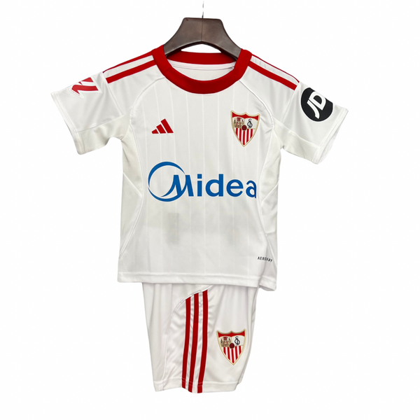 Camisetas y Pantalones Cortos Niños Sevilla FC Home 25/26