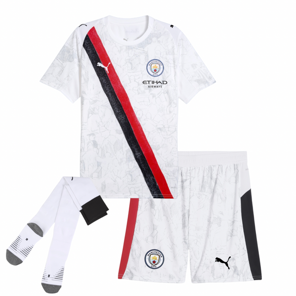 Camisa e Pantalones Cortos para Niños Manchester City KidSuper 25/26 - Con Medias