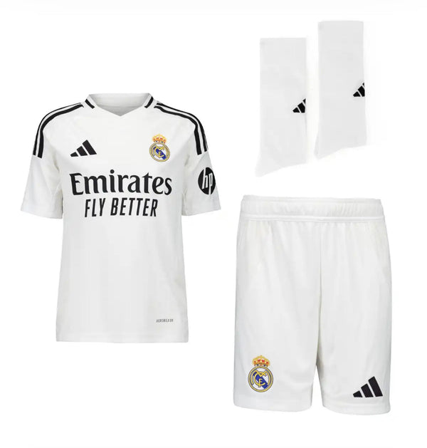 Camiseta y Pantalones Cortos Niños Real Madrid Home 24/25 - Con Medias