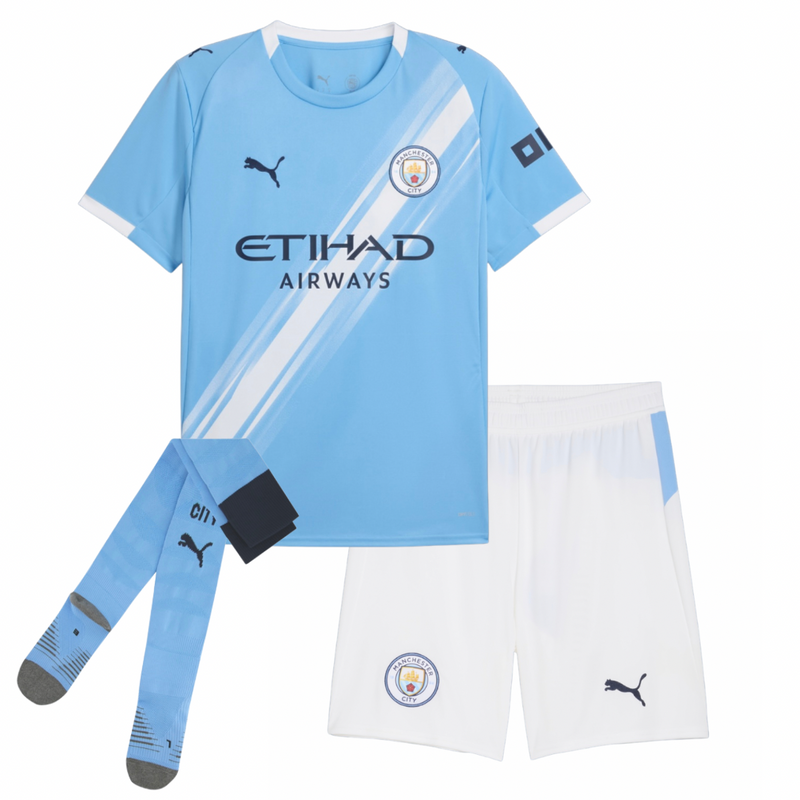 Camisa e Pantalones Cortos para Niños Manchester City Home 25/26 - Con Medias